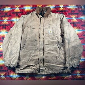 Vintage Carhartt Jacket Mens 2XL Brown Duck Canvas Quilt Lined Chore Coat C26CHT